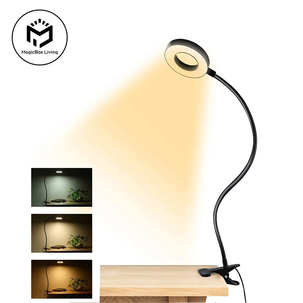 48 LEDs Clip-on-Schreibtischlampe 360 ° Flexible Schwanenhals-Lesetischleuchte, augenschonende USB-Klemme, Bücher, Nachtlicht, Arbeitszimmer, Leselicht