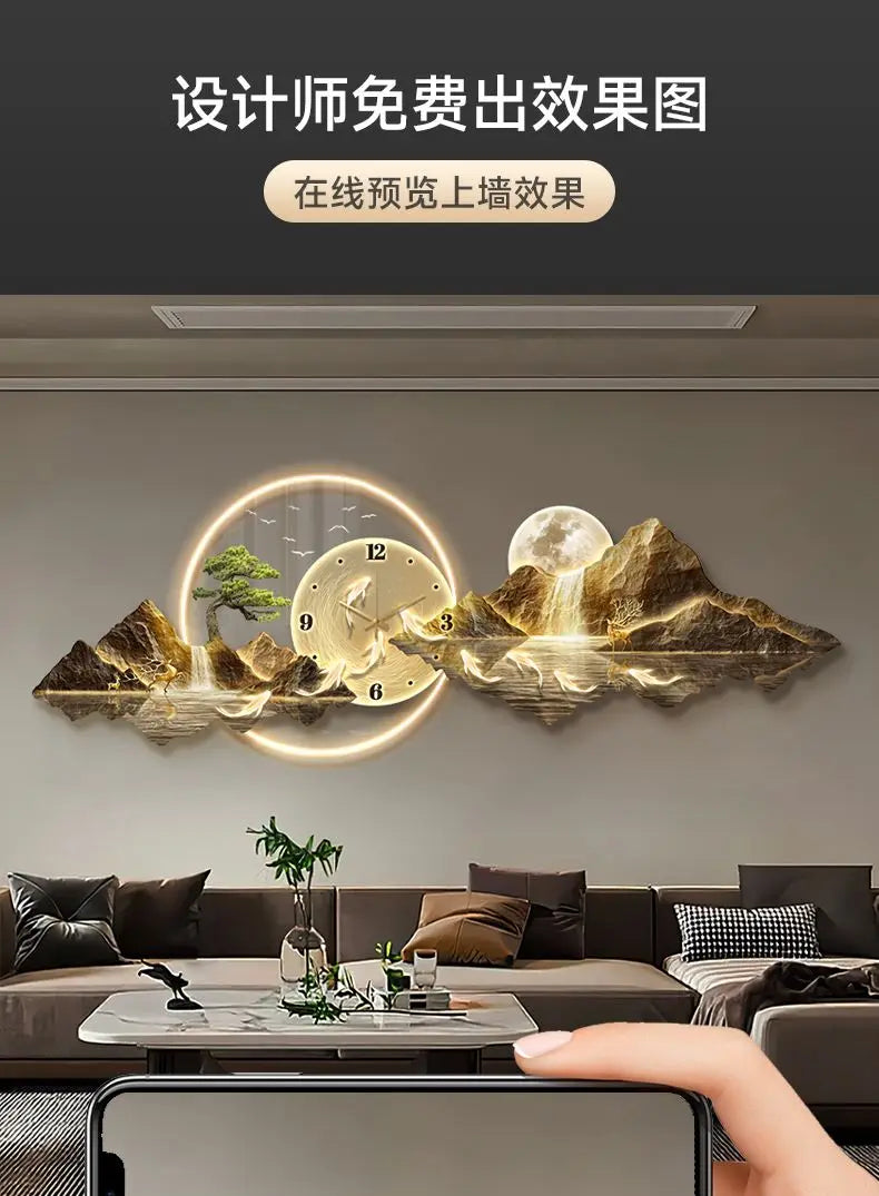 Kreative Uhr Hängen Malerei Wand Dekoration LED Wandbild Wohnzimmer Visuelle Dekoration Hängen Uhr Nordic Hause Dekoration
