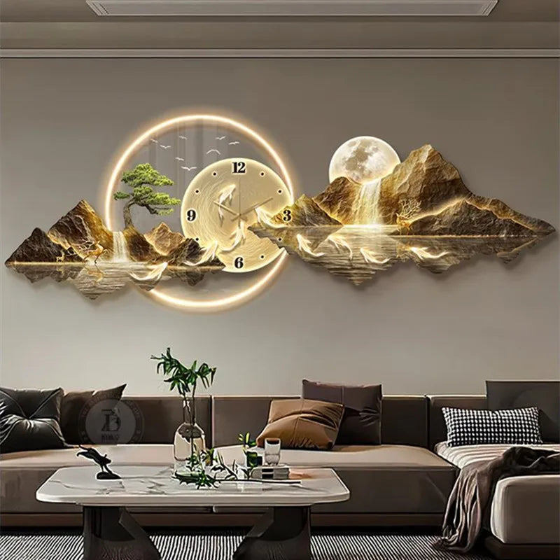 Kreative Uhr Hängen Malerei Wand Dekoration LED Wandbild Wohnzimmer Visuelle Dekoration Hängen Uhr Nordic Hause Dekoration