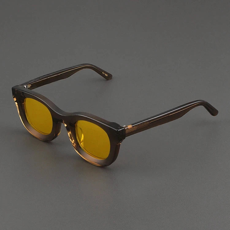2024 Retro-Sonnenbrille für Damen und Herren, modisch, Acetat, quadratisch, grau, grüner Rahmen, matt gefrostet, UV400, handgefertigte Sonnenbrille