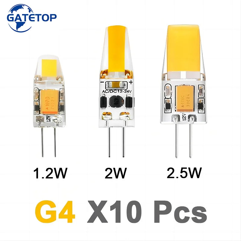 10PCS 12V AC/DC G4 COB Lampe LED AC/DC 12V Mais Licht 1,2W 2W 2,5W Scheinwerfer Kronleuchter Birne Ersetzen Halogen Lampen