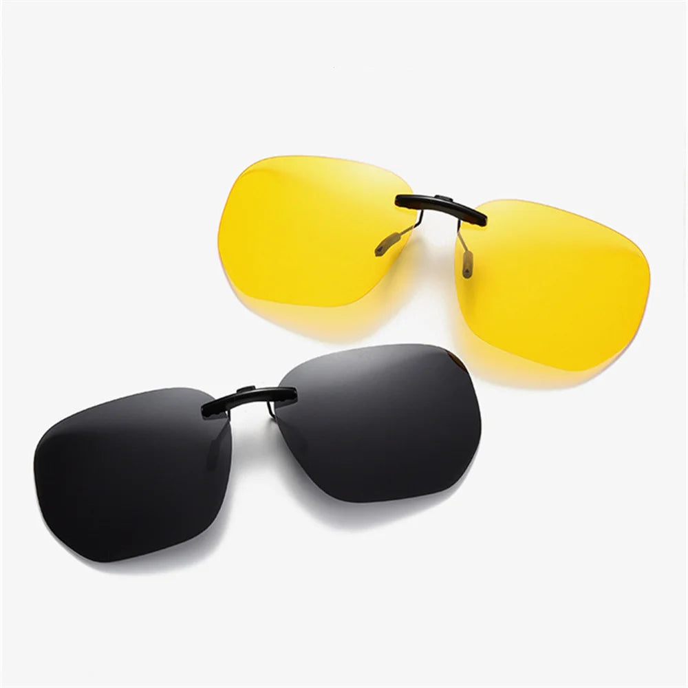 Quadratischer Clip auf Sonnenbrille Frauen polarisierte schwarze Linse uv400 Nachtsicht fahren Männer Brille Clips Anti Blendung Vintage Brille