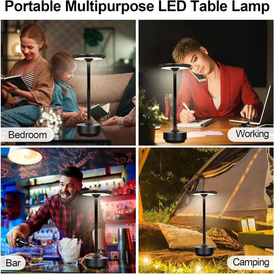 LED Aluminium Legierung Wasserdichte Wiederaufladbare Schreibtisch Lampe Touch Dimmen Metall Tisch Lampen Für Bar Wohnzimmer Lesen Camping Lichter