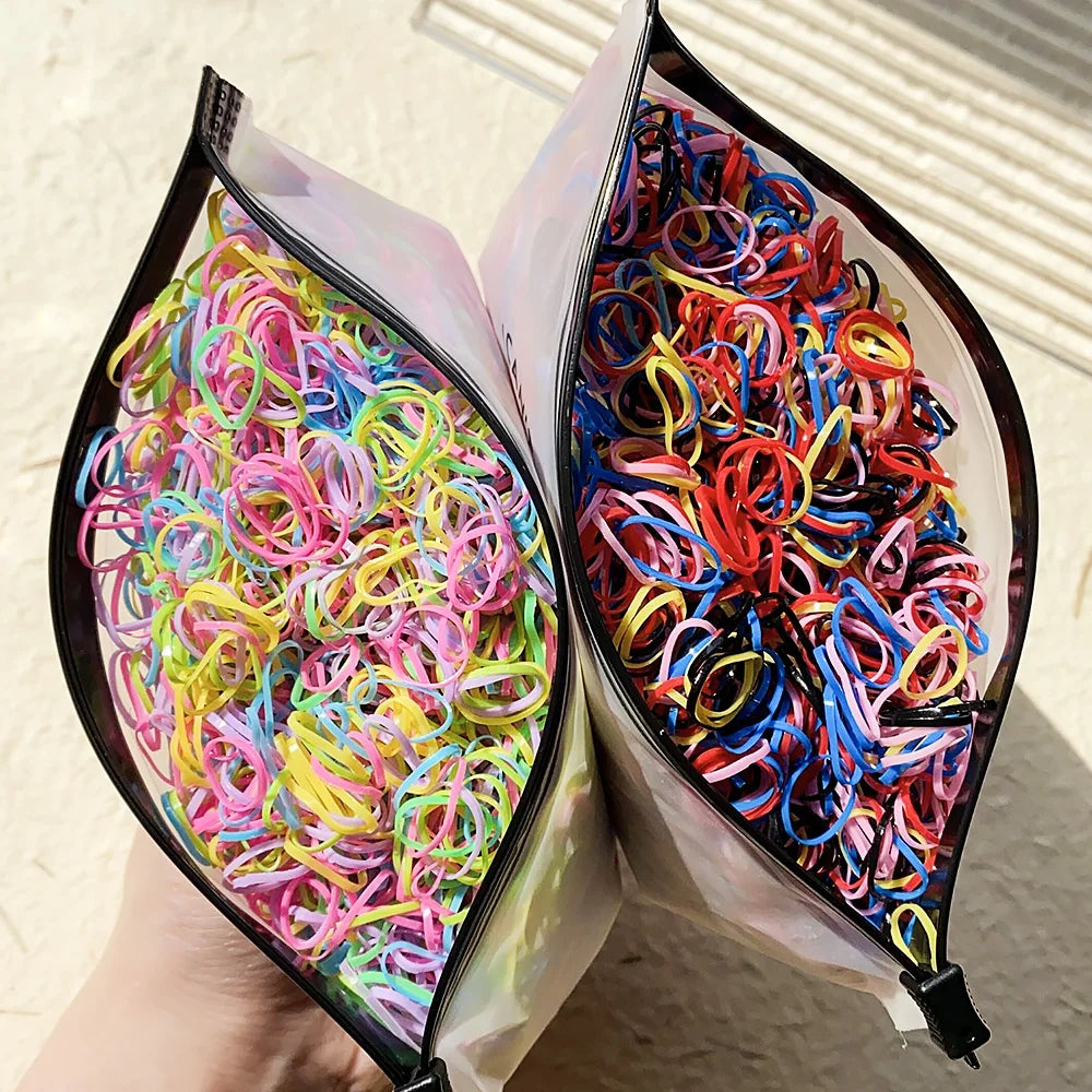500/1000/2000 stücke Mädchen bunte Einweg Gummiband Haar gummis Stirnband Kinder Pferdes chwanz Halter Bänder Kinder Haarschmuck