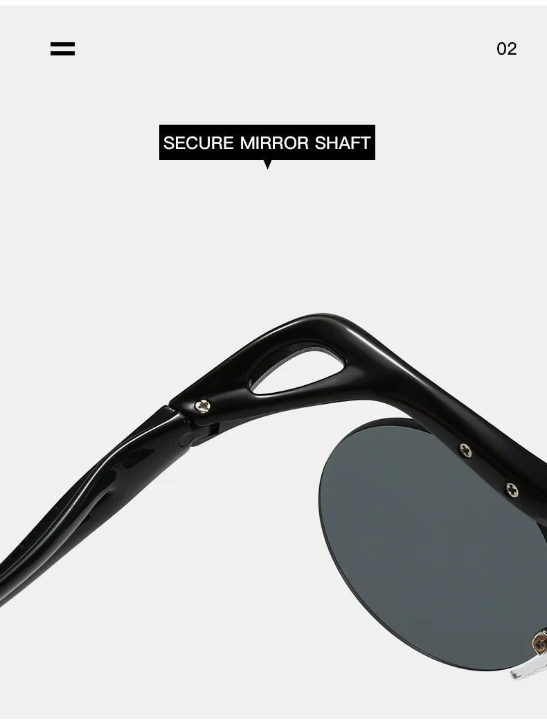 Sonnenbrille für Männer und Frauen, Designer-Mode, speziell geformte Brillen, trendige weibliche runde randlose Outdoor-Accessoire-Brille