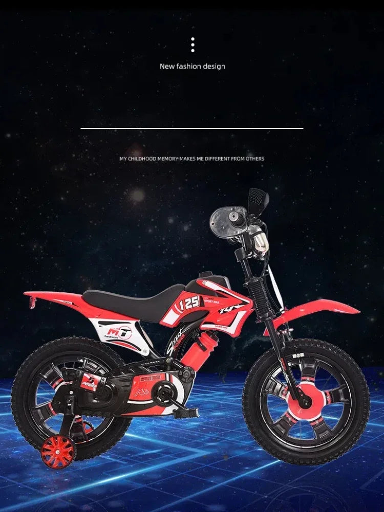 Bequemes und sicheres Lauflernfahrrad für Kinder – 12/14/16 Zoll Simulations-Motorradfahrrad für frühes Fahrtraining von Kindern