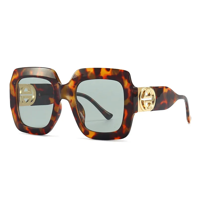 2024 Retro übergroße quadratische Sonnenbrille Frauen Luxusmarke Big Frame Sonnenbrille für Männer Vintage Punk Shades UV400 Tendy Brillen