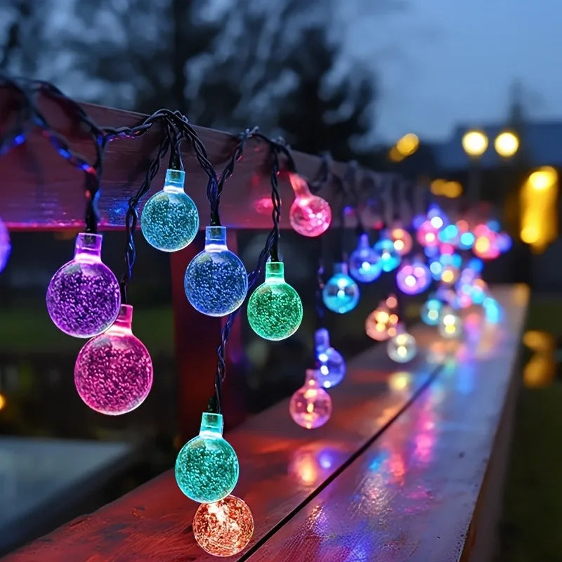 20-100LED Kristallkugel LED Solar Außenleuchte String Fairy Light Weihnachtskranz Garten Terrasse Party Außendekoration