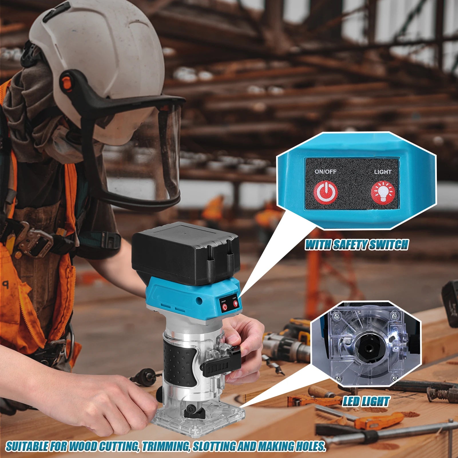 Holzbearbeitung Elektrische Trimmer Bürstenlosen Trimmen Maschine Holz Router Fräsen Gravur Schlitzen Maschine Für Makita 18V Batterie