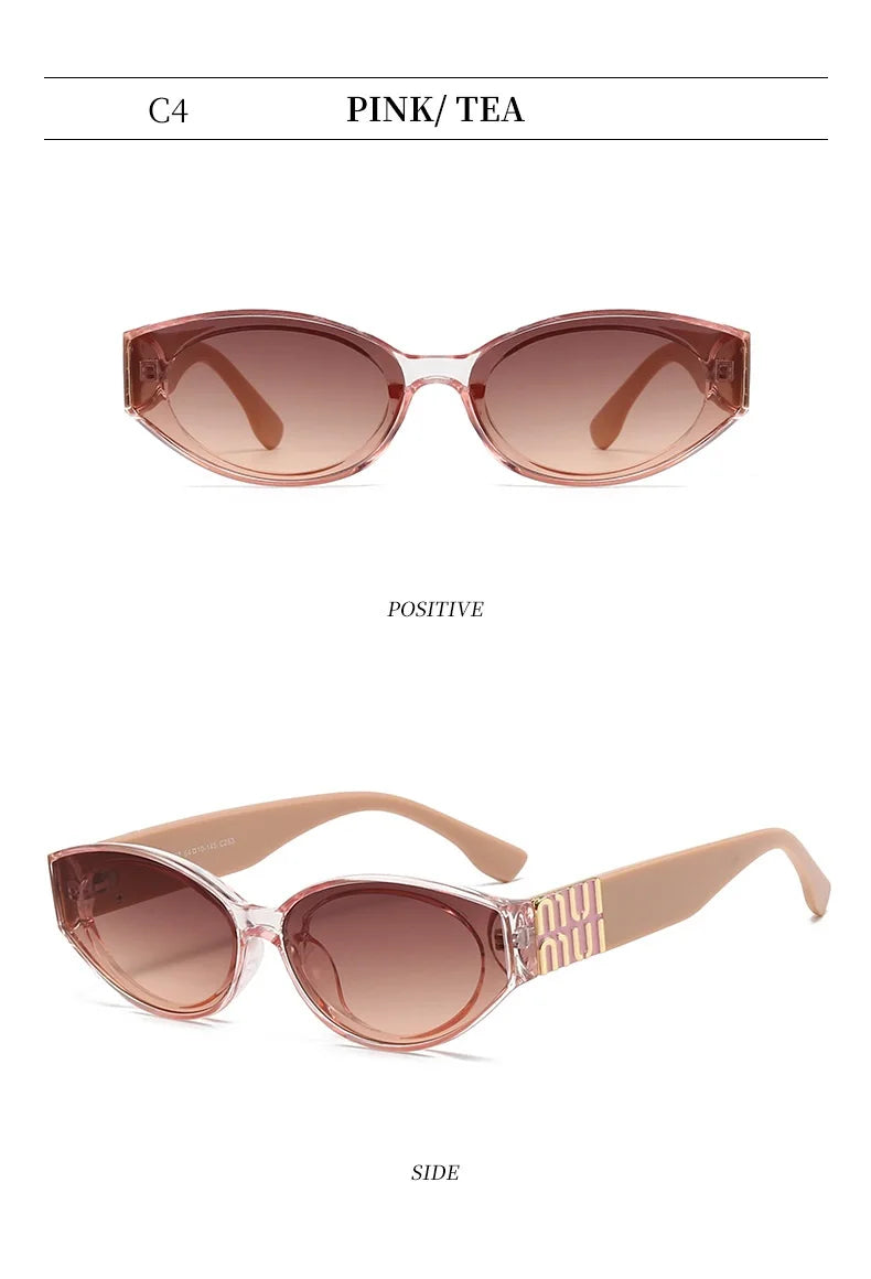 Luxuriöse Glamour-Sonnenbrille für Damen und Herren, oval, minimalistisch, Modemarke, Sonnenbrille, Unisex, stilvolle Farbtöne, UV400