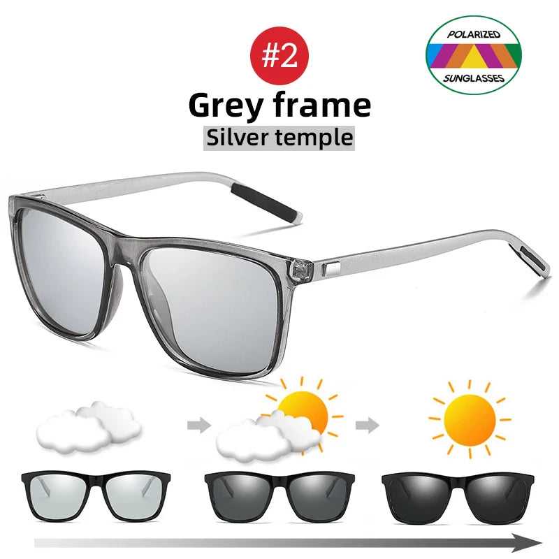 Klassische Angeln Sonnenbrille Männer Polarisierte Metall Quadratischen Rahmen UV400 Photochrome Brille Frauen Fahren Verfärbung Brillen