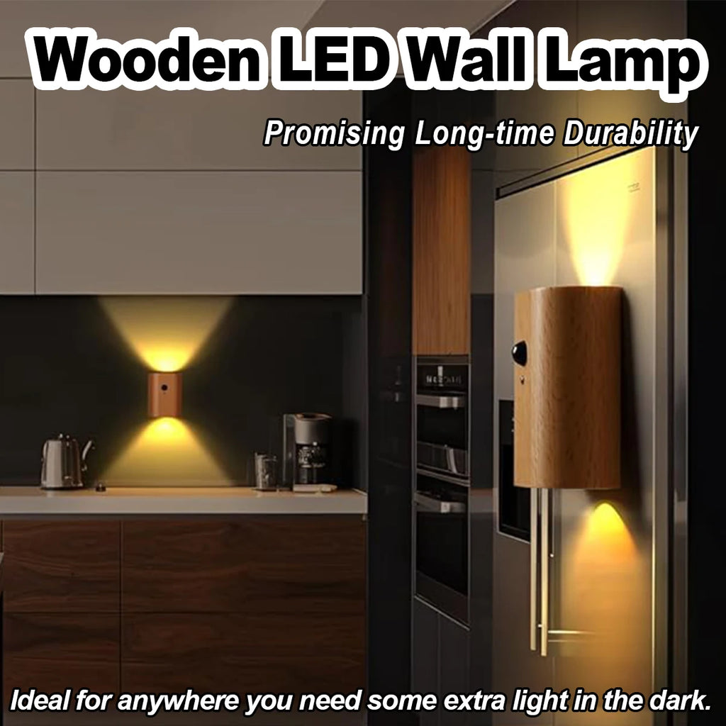Intelligente Induktions-Wandleuchte, wiederaufladbares Licht, 1a, 0,4 W, Bewegungsmelder, LED-Leuchten, Treppen, Holz, magnetisch, warmweiß, Nachtstecker