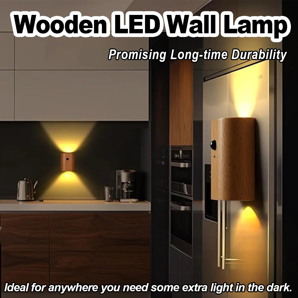 Intelligente Induktions-Wandleuchte, wiederaufladbares Licht, 1a, 0,4 W, Bewegungsmelder, LED-Leuchten, Treppen, Holz, magnetisch, warmweiß, Nachtstecker