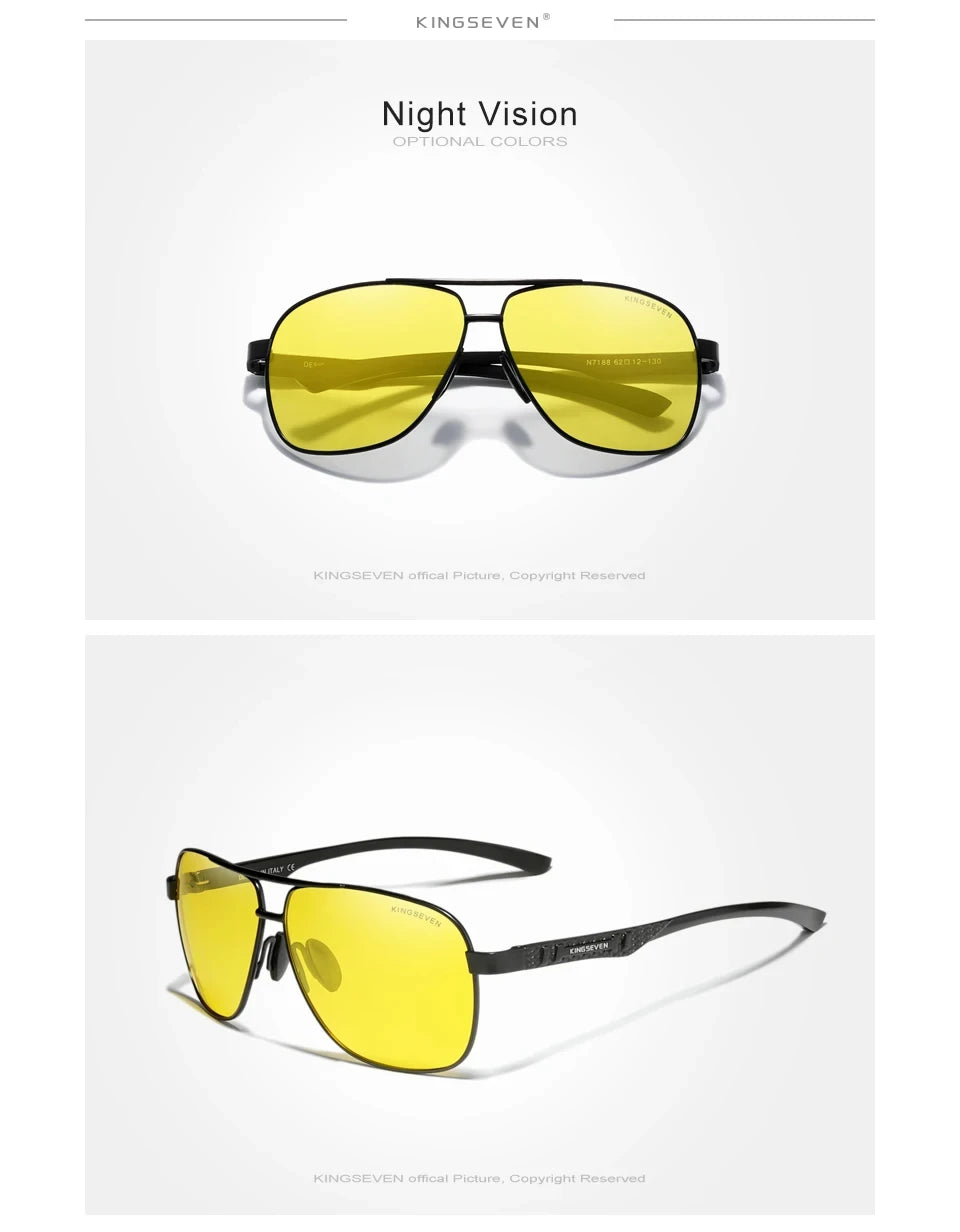 KINGSEVEN Polarisierte Aluminium Sonnenbrille Männer UV400 HD Objektiv Pilot Augenschutz Photochrome Gläser Frauen Nachtsicht Brillen