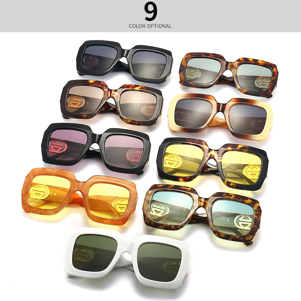 2024 Retro übergroße quadratische Sonnenbrille Frauen Luxusmarke Big Frame Sonnenbrille für Männer Vintage Punk Shades UV400 Tendy Brillen