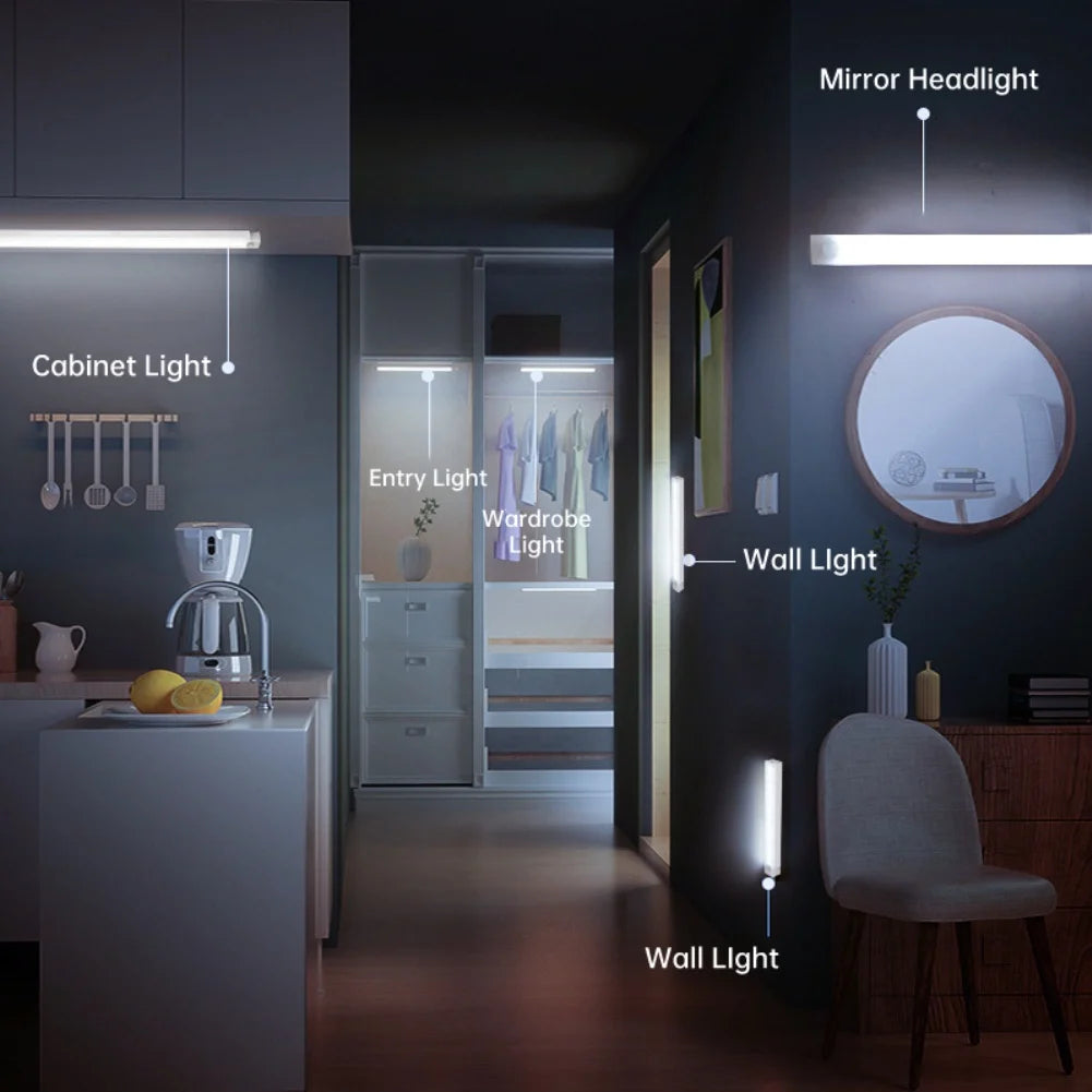 LED Motion Sensor Licht Drahtlose LED Nachtlicht Typ C Wiederaufladbare Licht Schrank Garderobe Lampe Treppe Hintergrundbeleuchtung Für Küche