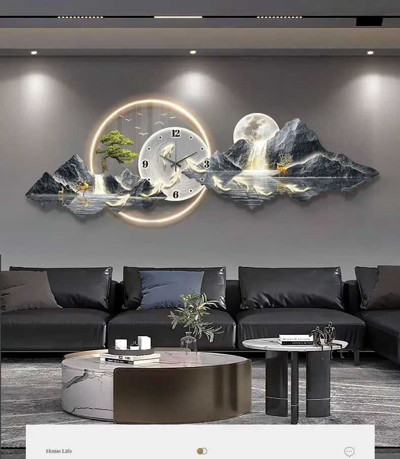 Kreative Uhr Hängen Malerei Wand Dekoration LED Wandbild Wohnzimmer Visuelle Dekoration Hängen Uhr Nordic Hause Dekoration