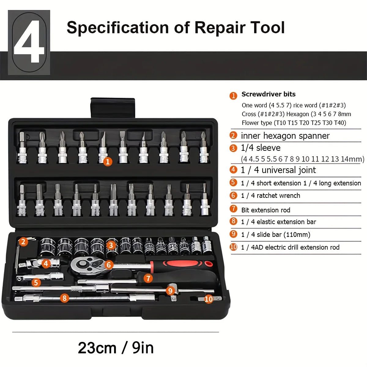 AIRAJ NEUE Auto Reparatur Tool Kit 46/53 Teile/satz Steckschlüssel Set Auto Reparatur Werkzeug Ratsche Drehmomentschlüssel Combo Auto Reparatur werkzeug Set
