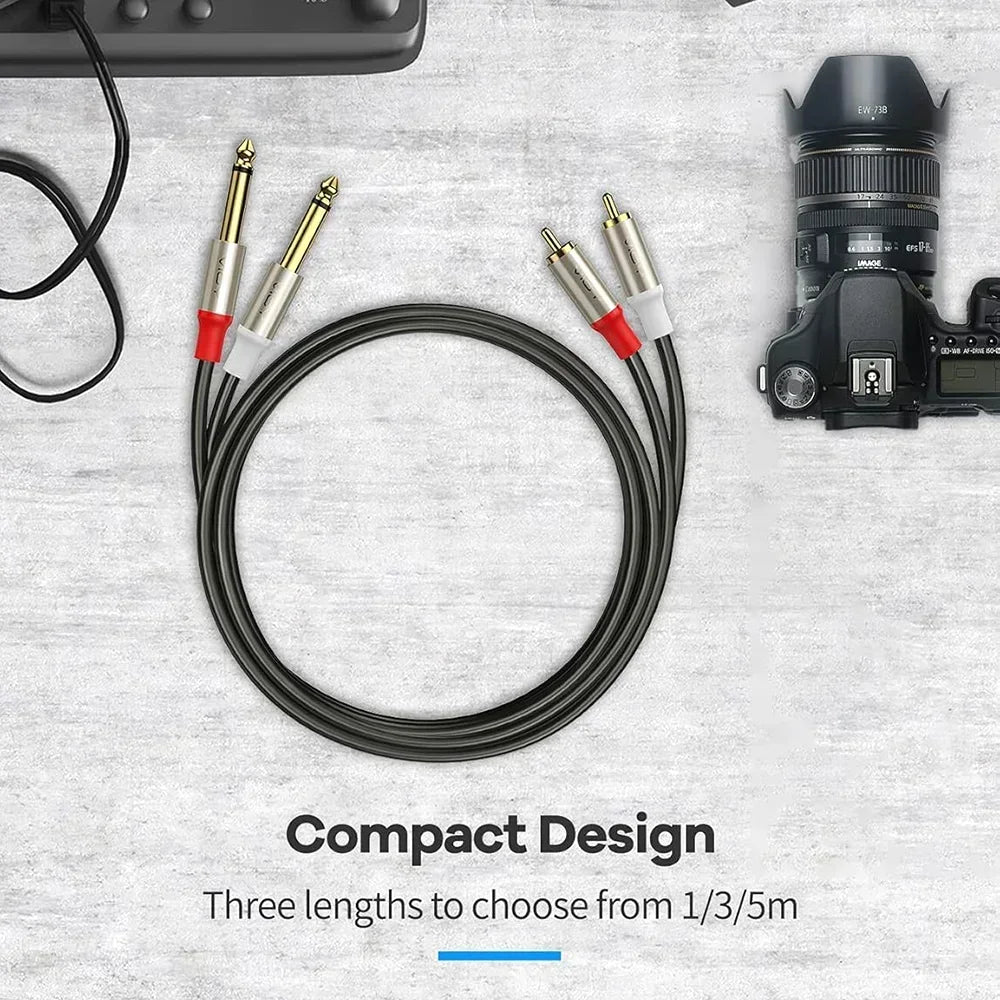 6,35 mm auf Cinch-Kabel Dual 1/4 TS-Stecker auf Dual-RCA-Stecker Stereo-Audiokabel für Gitarre AV-Receiver Lautsprecher Verstärker Heimkino
