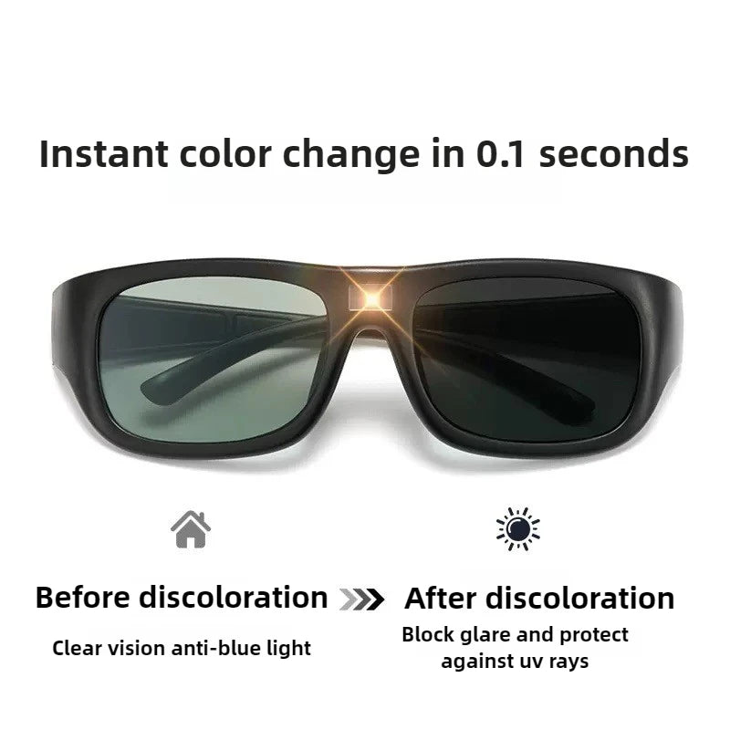 Sportreiten 0,1 s Intelligente photochrome Sonnenbrille für Männer TR90 Farbwechsel Polarisierte Linsenschirme UV400 Angeln Sonnenbrille