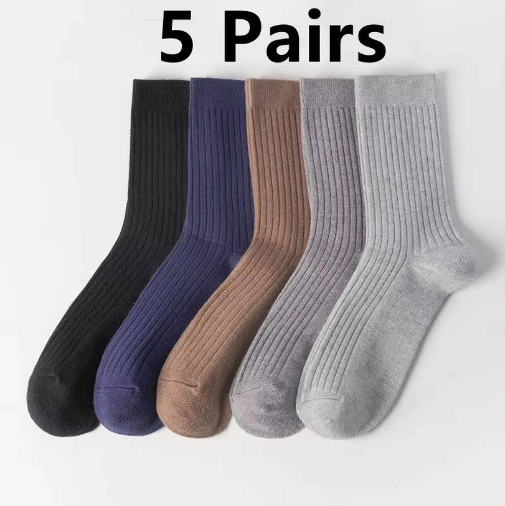 5Pairs Atmungsaktive Baumwolle Sport Strümpfe Männer Bambus Faser Herbst und Winter Männer Socken Schweiß Absorption Deodorant Business Sox