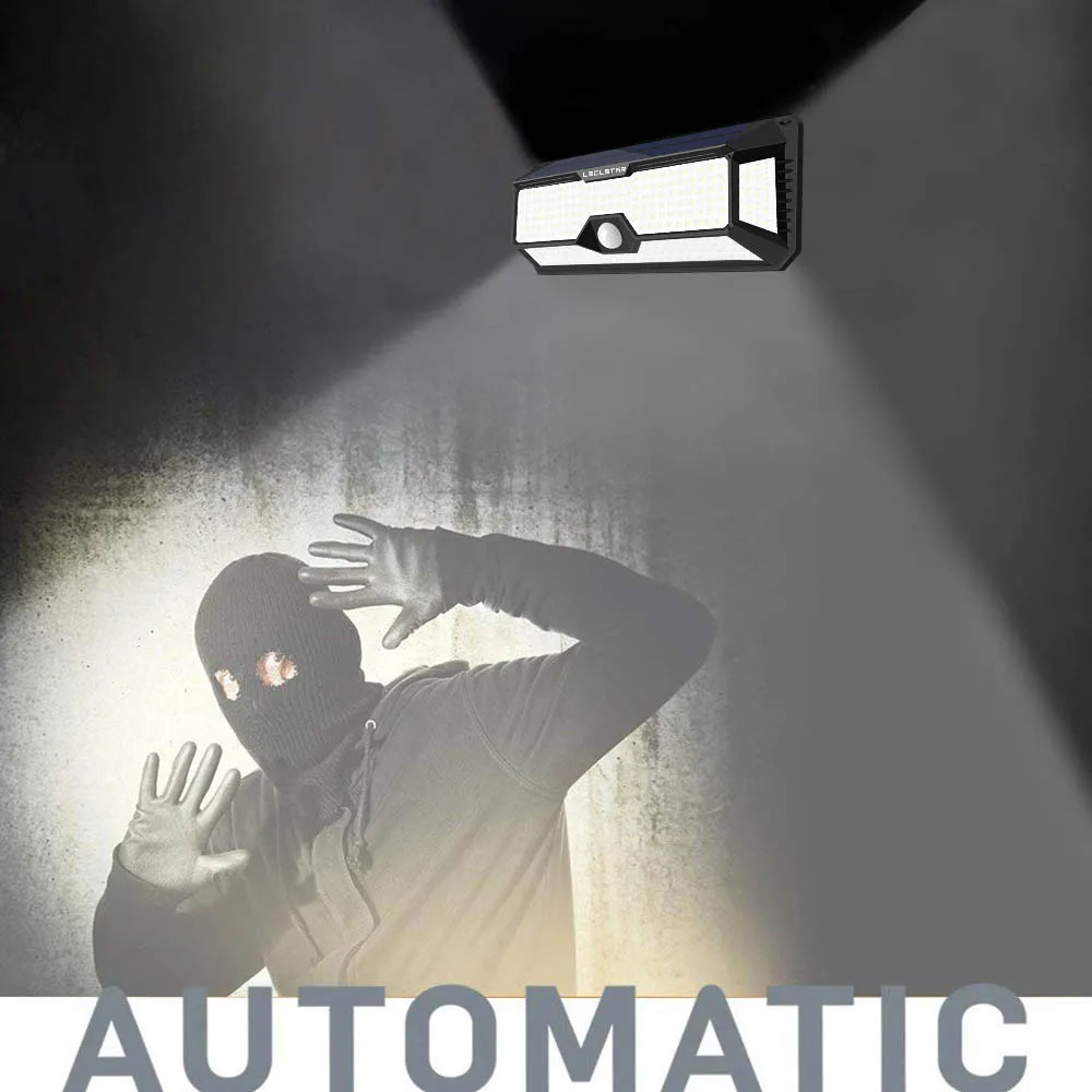 268 LED-Solar-Wandleuchte für den Außenbereich, wasserdicht, solarbetriebene Lampe mit menschlichem Körperbewegungssensor für den Garten, dekoratives 4-Modus-Licht