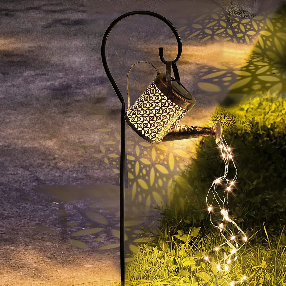Solar Gießkanne Licht Hängen Wasserfall Lampe Wasserdichte Outdoor Garten Dekor Hof Veranda Rasen Hinterhof Landschaft Sonne LED Lampe