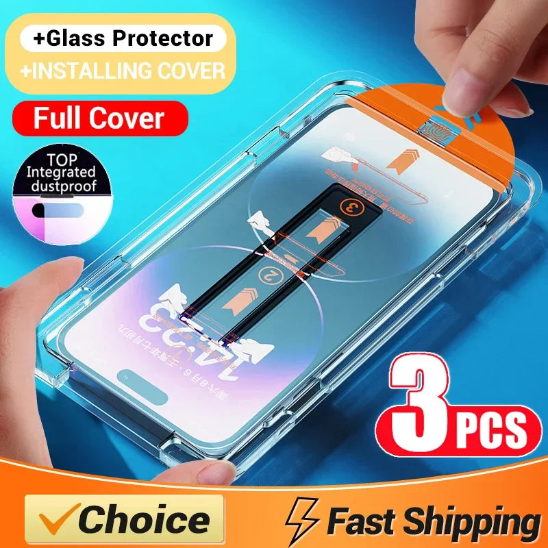 Oleophobe Beschichtung, staubfrei, einfache Installation, Displayschutzfolie für iPhone 14, 11, 13, 12, 15 Pro Max, Mini XS X XR 17, 16 Plus, Glas