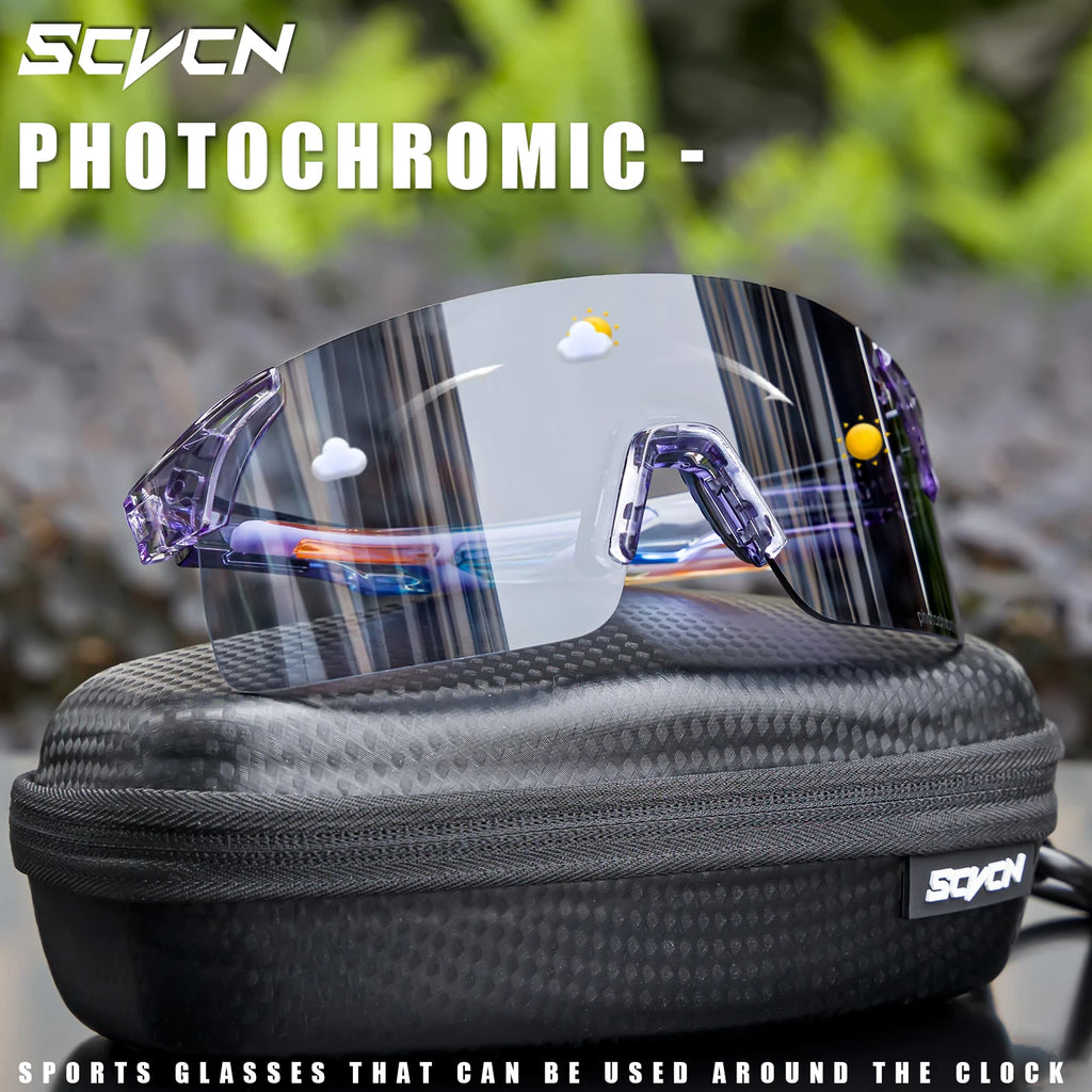 SCVCN Photochrome Sonnenbrille Outdoor Sport Fahrrad Radfahren Gläser Mann MTB Klettern Gläser Brillen Frauen Fahren Fahrrad Brille