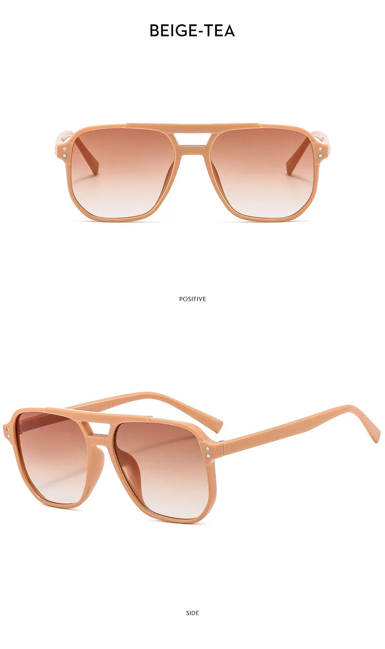 Vintage Quadratische Sonnenbrille für Frauen Männer Dicker Rahmen Doppelte Brücken Brillen Weibliche Chic Polygon Sonnenbrille UV400 Shades