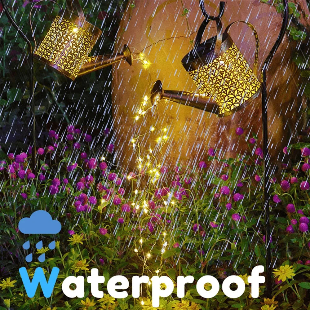Solar Gießkanne Licht Hängen Wasserfall Lampe Wasserdichte Outdoor Garten Dekor Hof Veranda Rasen Hinterhof Landschaft Sonne LED Lampe