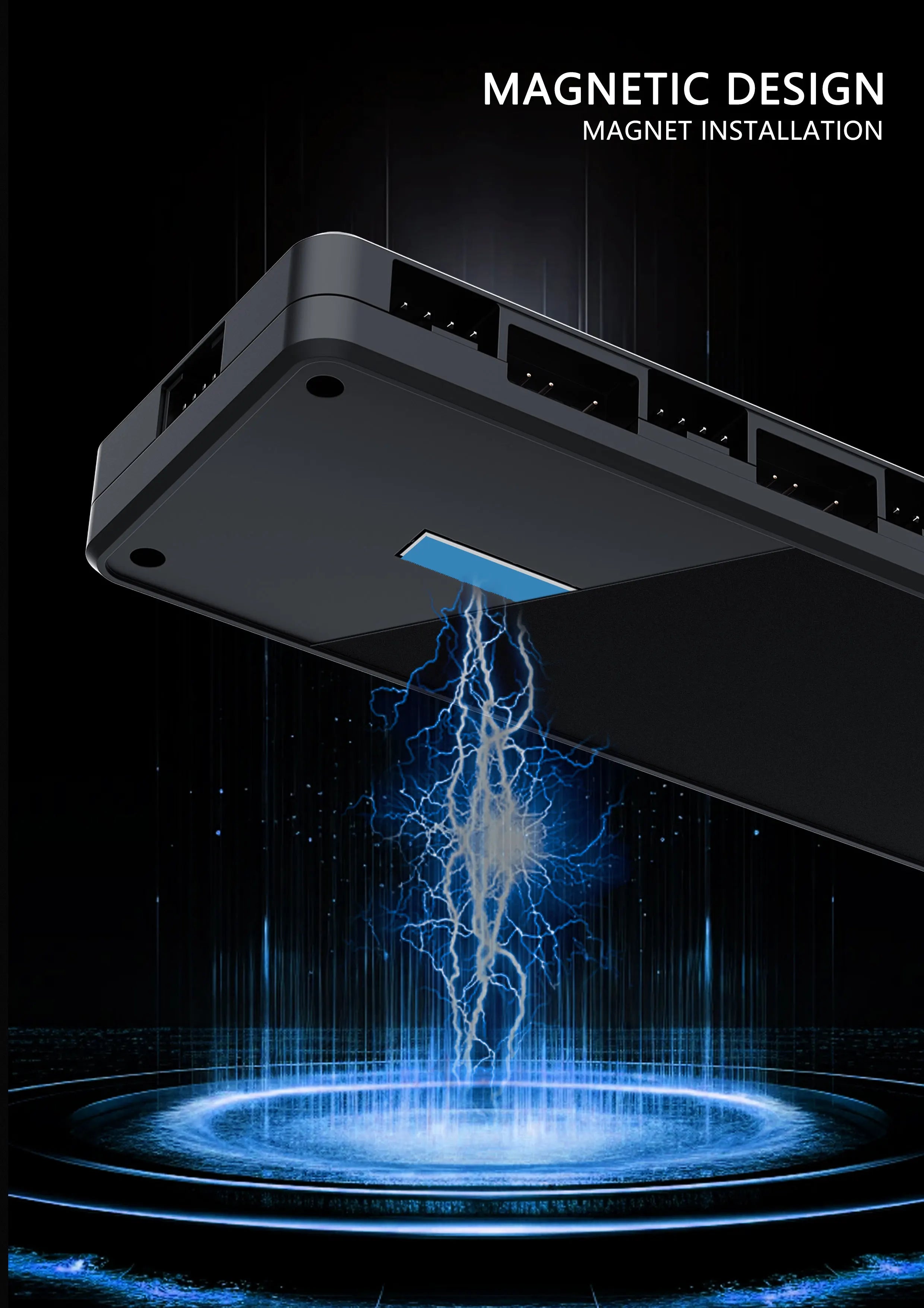 UPSIREN HU-8 Gehäuselüfter-Hub, 8 Sätze ARGB- und PWM-Schnittstellen, magnetisches Unteres Design, unterstützt Motherboard-Synchronisierung