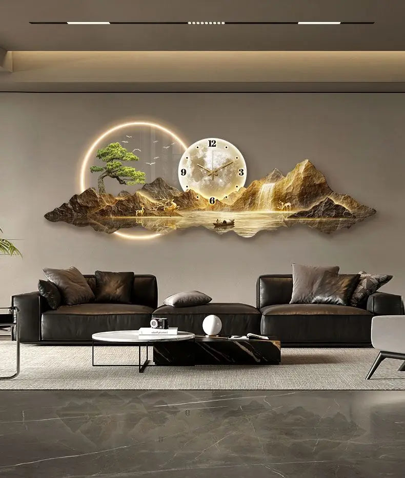 Kreative Uhr Hängen Malerei Wand Dekoration LED Wandbild Wohnzimmer Visuelle Dekoration Hängen Uhr Nordic Hause Dekoration