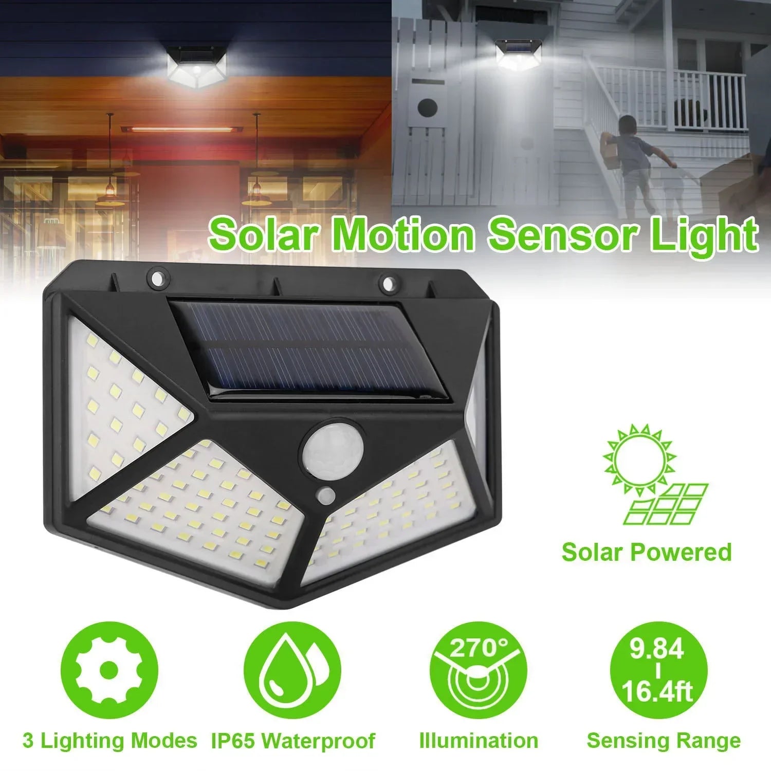Multifunktionale Solarlampe für den Außenbereich, Gartendekoration, Solar-LED-Licht, wasserdicht, Sonnenlichtbetrieben, Strahler mit Bewegungssensor