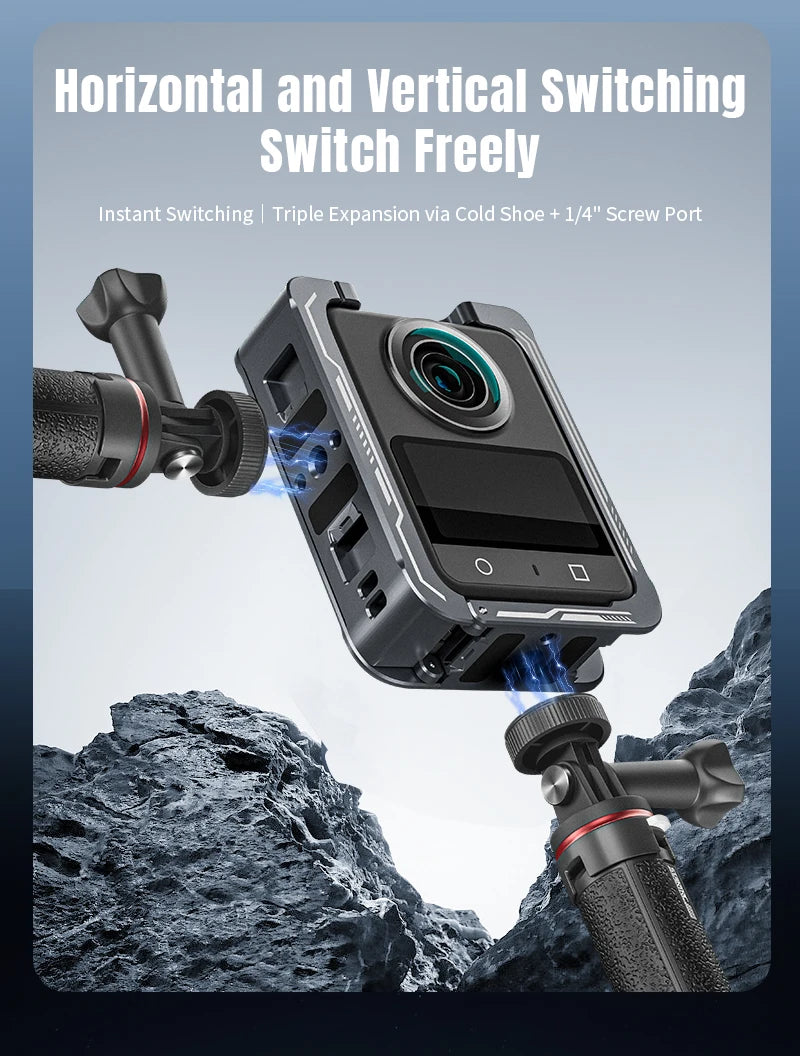 STARTRC Metallkäfig für DJI OSMO 360-Kamera, vollständiger Schutzrahmen, Schnellverschluss, Kaninchenkäfig, Kaltschuhhalterung, Rahmenzubehör