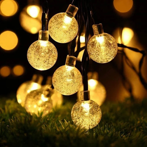 20-100LED Kristallkugel LED Solar Außenleuchte String Fairy Light Weihnachtskranz Garten Terrasse Party Außendekoration