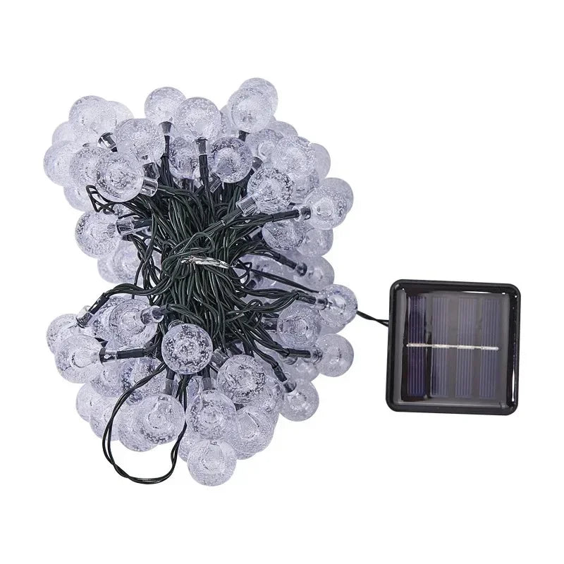 20-100LED Kristallkugel LED Solar Außenleuchte String Fairy Light Weihnachtskranz Garten Terrasse Party Außendekoration