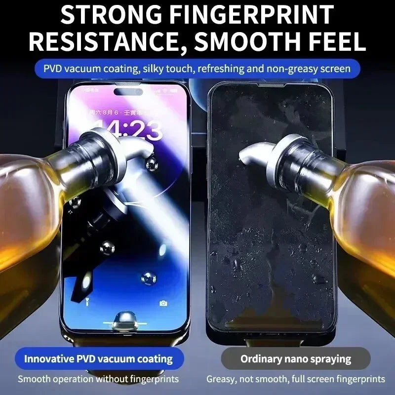 Oleophobe Beschichtung, staubfrei, einfache Installation, Displayschutzfolie für iPhone 14, 11, 13, 12, 15 Pro Max, Mini XS X XR 17, 16 Plus, Glas
