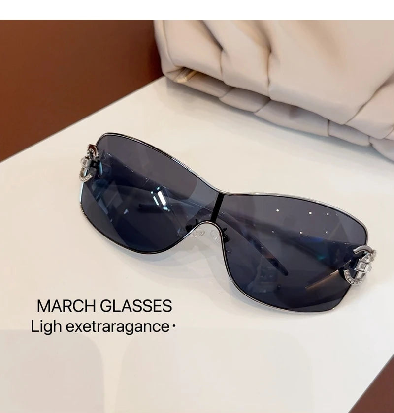 Neue Verbundene Luxus Frauen Sonnenbrille Übergroßen Frau Sonnenbrille Schwarz Brillen Trendy Männer Glas Lentes De Sol Mujer 2025