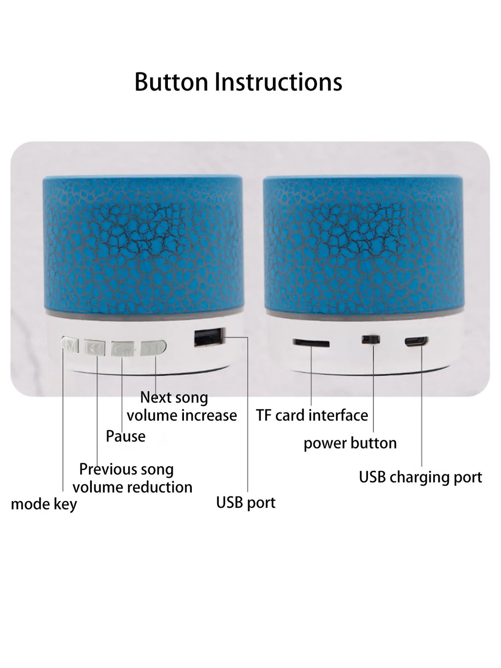 Kabelloser Mini-Lautsprecher, Subwoofer, Dazzle Crackle 7-Farben-Licht, kabelloser Mini-Lautsprecher, tragbarer kleiner Lautsprecher