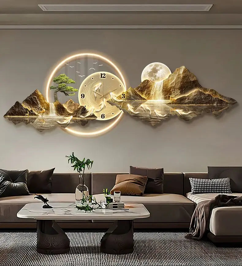 Kreative Uhr Hängen Malerei Wand Dekoration LED Wandbild Wohnzimmer Visuelle Dekoration Hängen Uhr Nordic Hause Dekoration