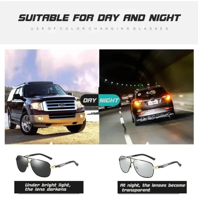 1PC Top Aluminium Magnesium Platz Polarisierte Photochrome Sonnenbrille Männer Sonnenbrille Sicherheit Fahren Oculos De Sol Masculino