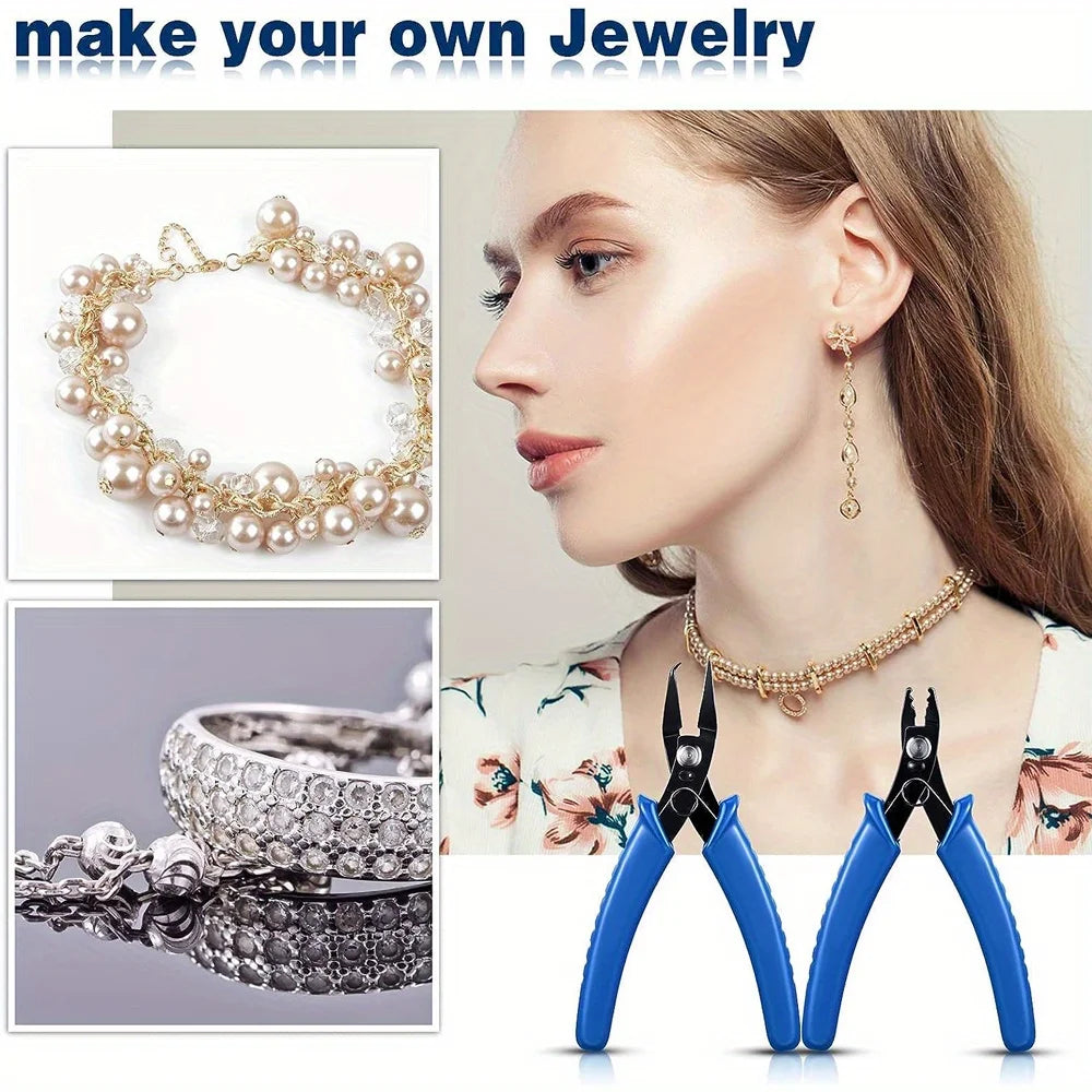 Spreizringzange, Crimpzange, Schmuck-Spreizringzange zum Öffnen von Sprengringen, Draht-Flachschneider-Zangensatz
