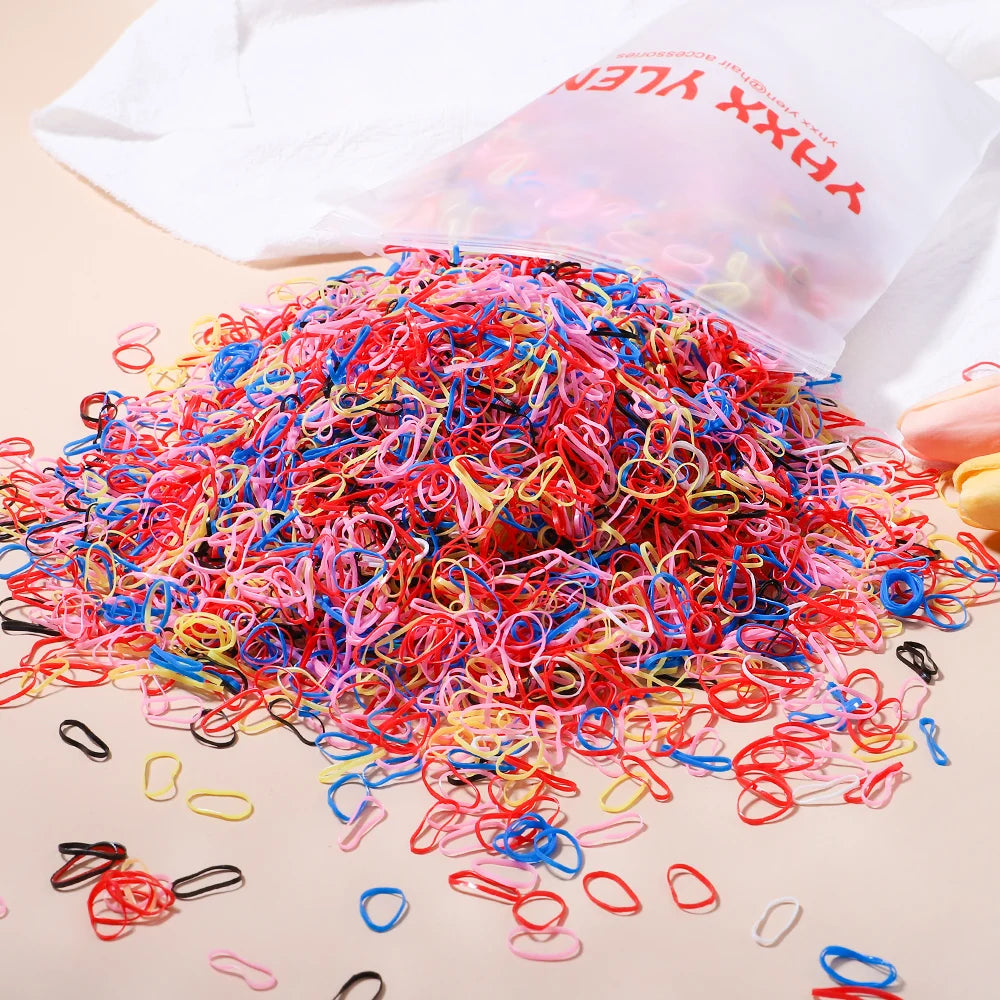 500/1000/2000 stücke Mädchen bunte Einweg Gummiband Haar gummis Stirnband Kinder Pferdes chwanz Halter Bänder Kinder Haarschmuck