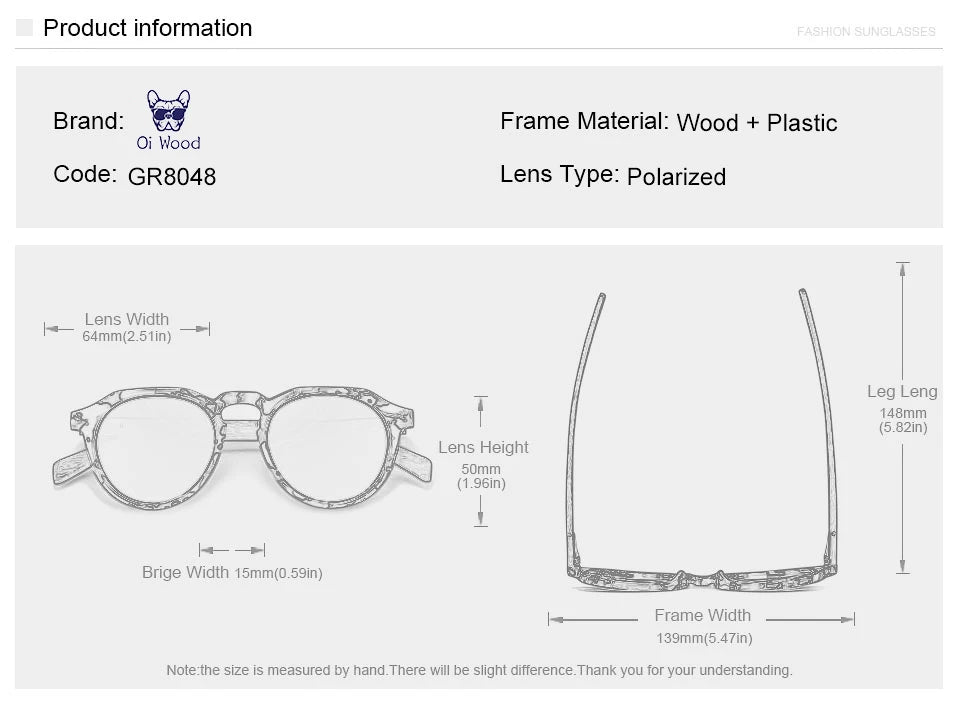 Oi Wood Sonnenbrille Damen Herren Sonnenbrille Walnussholz Runde Brille Rote LinseTortoise Shell Rahmen
