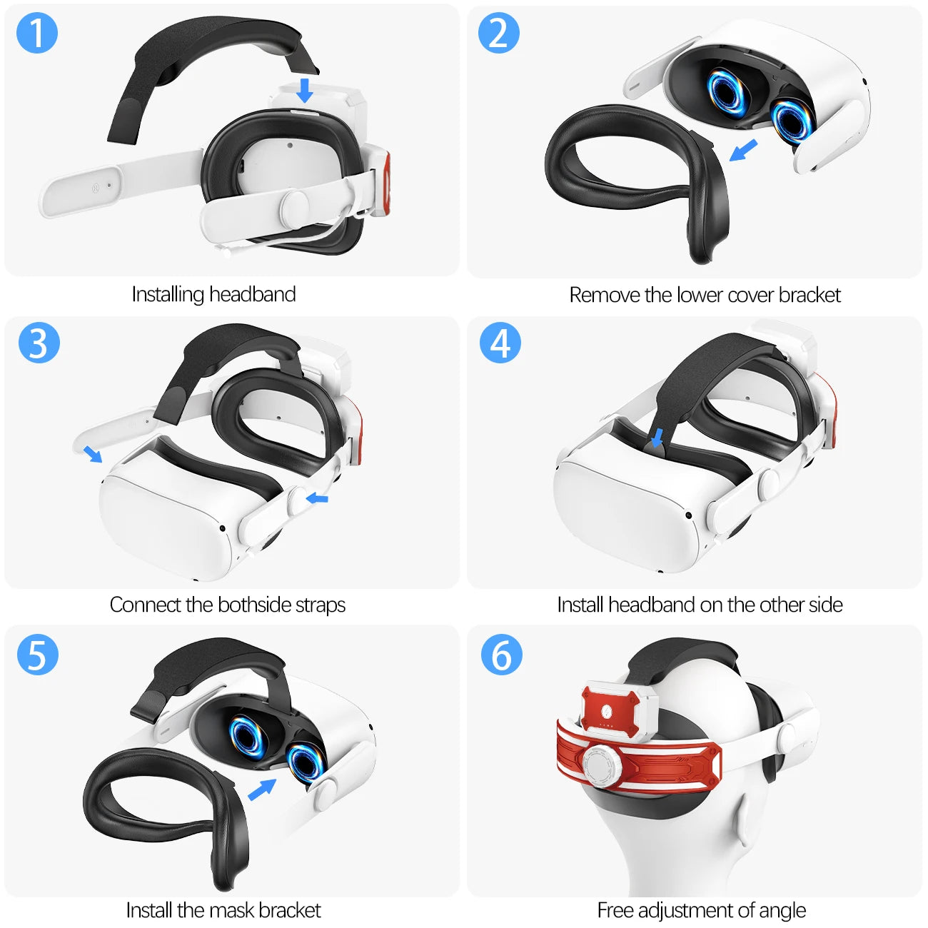 Kopfband mit Akku für Meta/Oculus Quest 2, verstellbares Elite-Gurt-Ersatzzubehör für Oculus/Meta Quest 2
