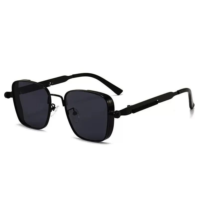 Männer Fahren Sonnenbrille Vintage Steampunk Quadratische Sonnenbrille Brillen Metallrahmen mit Federscharnieren Frauen Okular Trendige Brille