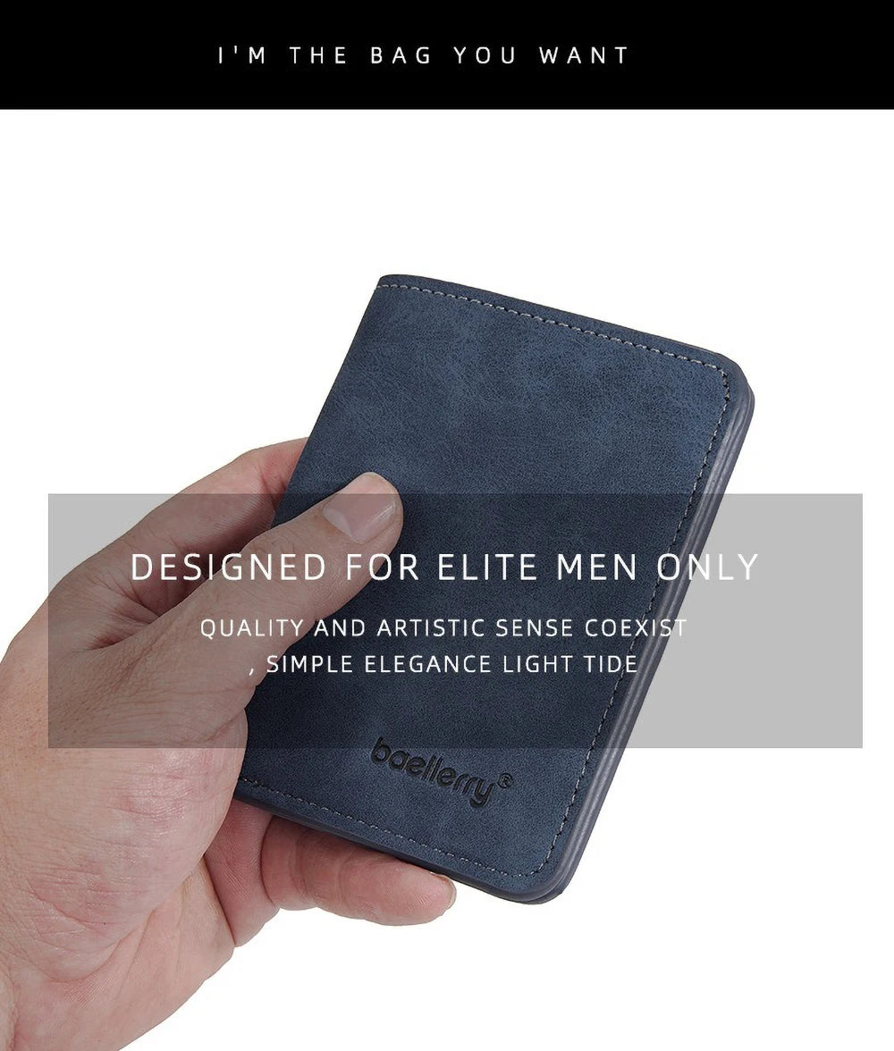 Baellerry-Geldbörse für Herren, PU-Leder, Vordertasche, minimalistische Geldklammer, Reiseutensilien