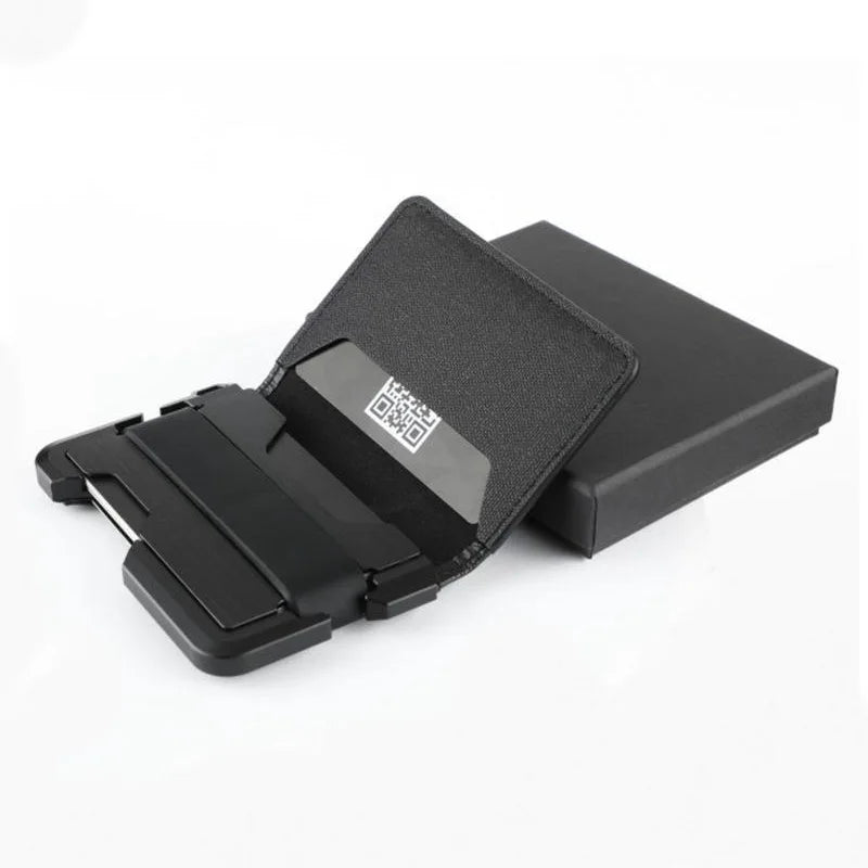 Geldbörse für Herren – Schlanke Herren-Geldbörse, Bifold-Geldbörsen, Aluminium, Kreditkarten-Reisepasshülle, Herren-Geldbörse, RFID-blockierende Geldklammer, dünn