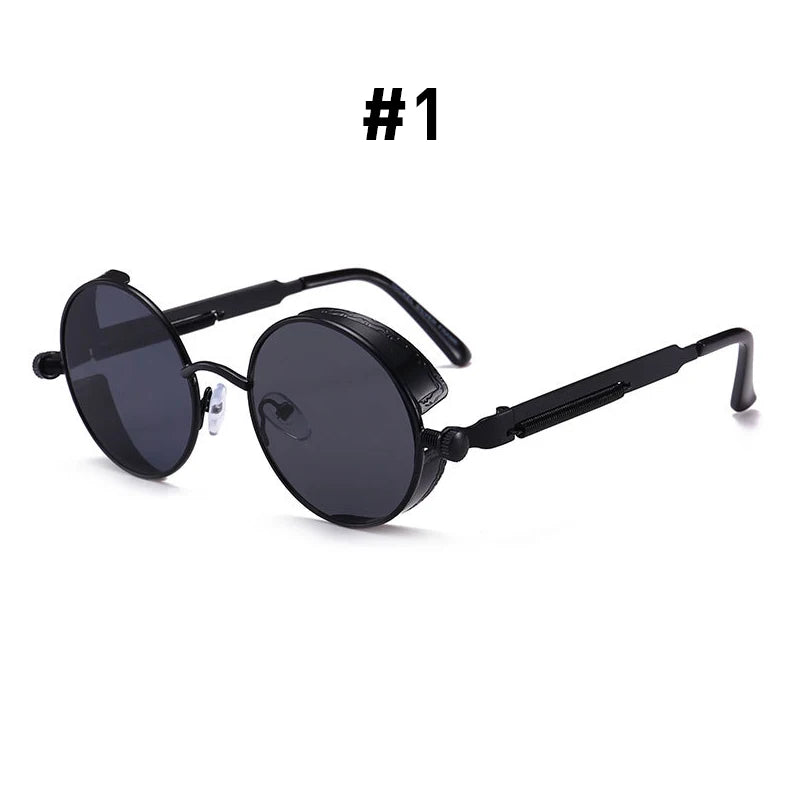 Vintage Steampunk Rote Sonnenbrille Männer Runde Punk Legierung Metall Retro Sonnenbrille Frauen Brille Gothic Stil Shades Brillen